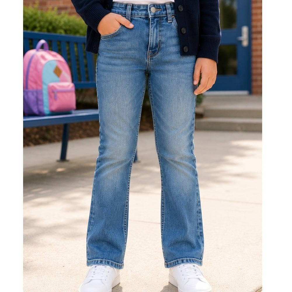 Cat & Jack Girls Medium Wash Blue Stretch Bootcut Jeans Size 7